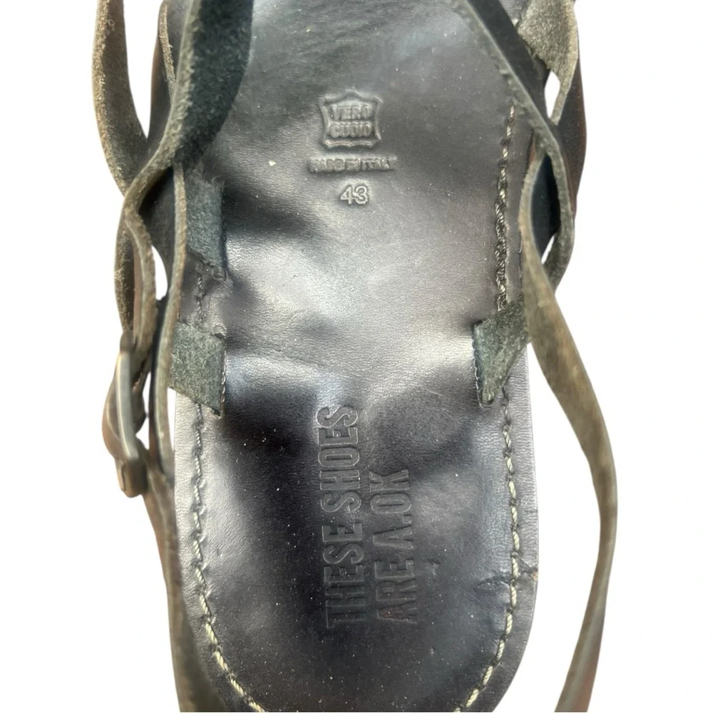 These Shoes Are A.OK Mens Leather Gladiator Sandals Made in Italy Brown EU 43 10
